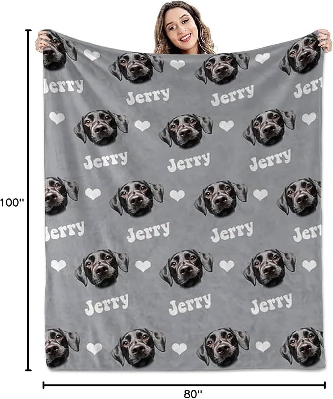 Pamaheart Custom Dog Face Blankets, Personalized Pet Photo Blanket, Fleece Dog Blankets, Customized Photo Throws, Dogs Dad Gifts, Pet Lover Gifts, Memorial Gift /10