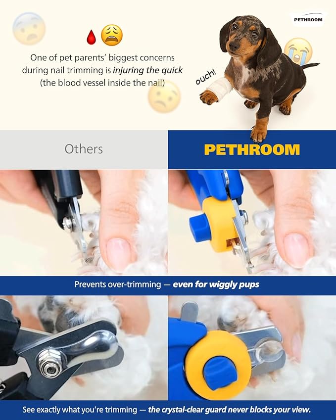 Professional Dog Nail Clipper with Safety Guard, Avoid Overcutting | Adjustable Cutting Length 1–3mm, Durable Stainless Steel Pet Nail Trimmer for Small, Medium & Large Dogs and Cats