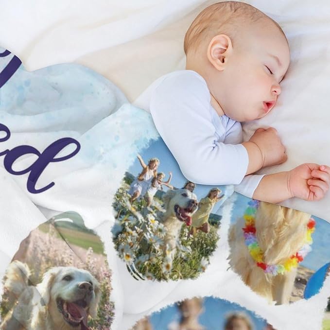 Artsadd Personalized Memorial Blanket with Pictures Pet Loss Sympathy Gift in Memory of Dog Cat Custom Photo Blanket