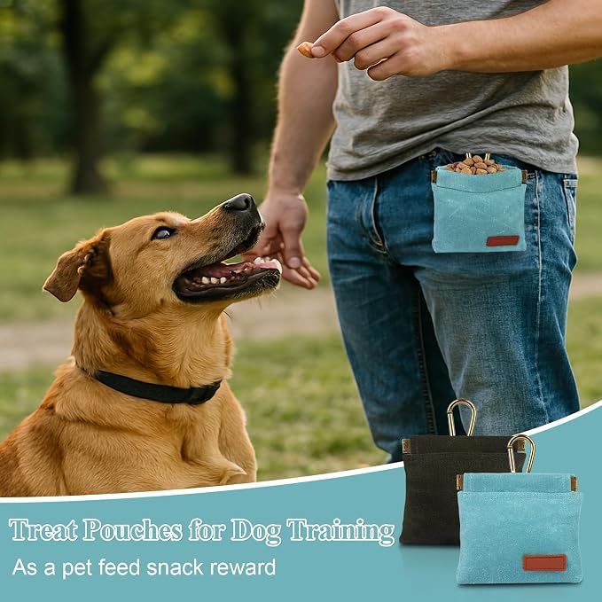 2Pcs Hands Free Dog Treat Pouches for Training, Walking and Outdoor Use | Dog Treat Bag with Carabiner, Hands Free, Auto Closing Pet Treat Pouch for Training,Walking, Hiking