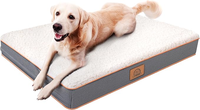 Sunheir Washable Orthopedic Small Dog Bed, Waterproof Puppy Dog Crate Bed | Removable Cover, Egg Crate Foam Support, Anti-Slip Bottom, Machine Washable Soft Pet Bed Mat for Crate, 24" Light Grey