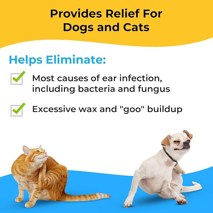 Smiling Paws Medicated Tris Flush Ear Cleaner for Dogs & Cats, 12oz | Contains Ketoconazole, Treats Itching, Odor Treatment, Ear Medication