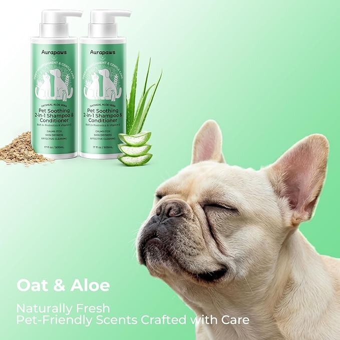Probiotic Oatmeal Dog Shampoo & Conditioner with Aloe Coconut Oil | 17 oz each, Relieves Dog Allergies, Dry Skin & Itch Relief, Moisturizes, Clean, Balanced Skin Microbiome, Safe for Puppies