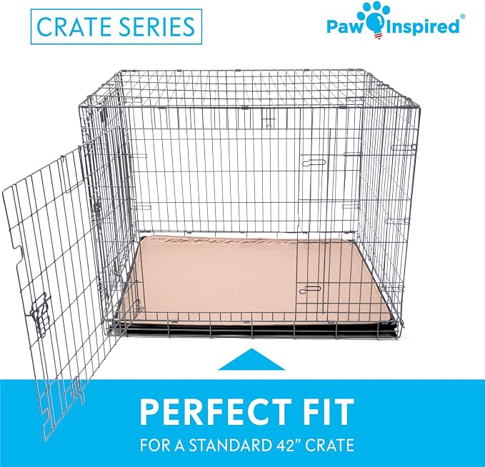 Paw Inspired Washable Crate Liners for Dogs, 41x28 Inch, Pack of 2 | Fits 42 Inch Kennels, Leakproof, Non-Slip Pee Pads, Reusable Puppy Pads for Potty Training, Whelping, Waterproof Pet Mat
