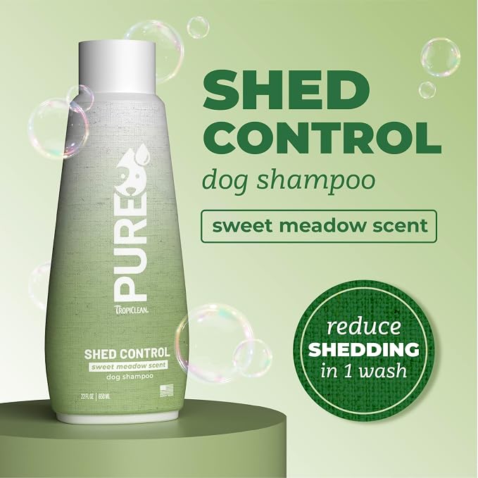 TropiClean Pure Deshedding Dog Shampoo, Sweet Meadow Scent, 22oz