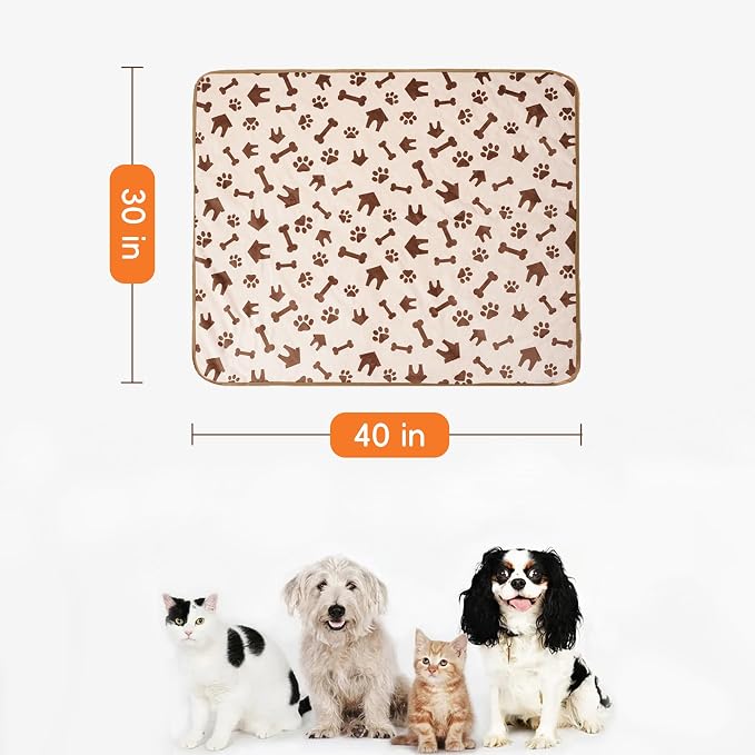 Waterproof Dog Blankets Pet Blanket, 30"x40" Cat Blanket for Indoor Cats, Soft Fluffy Sofa Car Bed Protector, Reversible Sherpa Fleece Puppy Blanket for Small Medium Dogs(Beige-House)