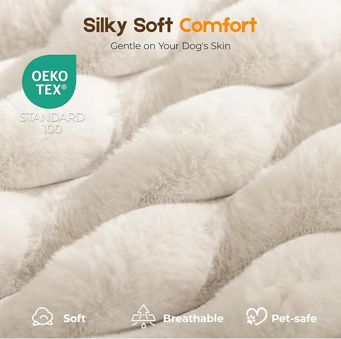 Orthopedic Dog Bed for Extra Large Dog, Waterproof Pet Bed,Non-Slip Bottom and Egg-Crate Foam with Removable Washable Cover Crate Bed,Cream,42"x30"x4"