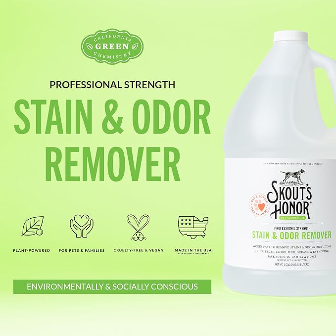 SKOUT'S HONOR Pet Stain and Odor Remover One Gallon Refill, 128 oz | Refill Professional-Strength Home and Carpet Cleaner for Dog Urine, Poop, Mud and Pet Messes
