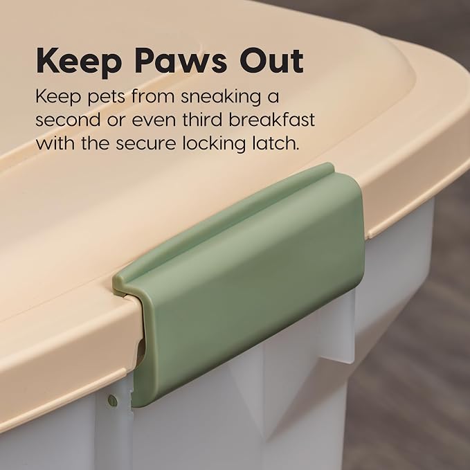 IRIS USA Dog Food Storage Container, Up to 40 lbs, Almond, Made in USA | Wheels for Mobility, Airtight Seal, BPA-Free, Best for Bird Seed, Cat food, Cat Litter, Chicken Feed, Pellets