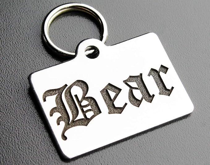 DEEP Custom Stainless Steel Pet ID Tags Front and Back Engraved Dog Tags Personalized for Dogs and Cats (Rectangle 1-3/8"x7/8")