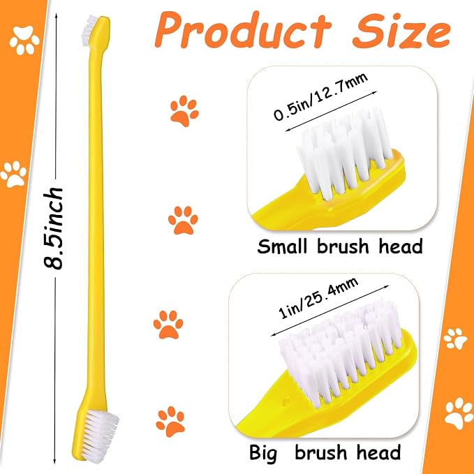 Honeydak Dog Toothbrush Bulk Dual Headed Dental Brushes Dogs Tooth Brushing Kit Long Handle Pet Tooth Brush for Puppy Large Small Cats and Most Pets Teeth Cleaning Dental Supplies(70 Pcs,Multicolor)