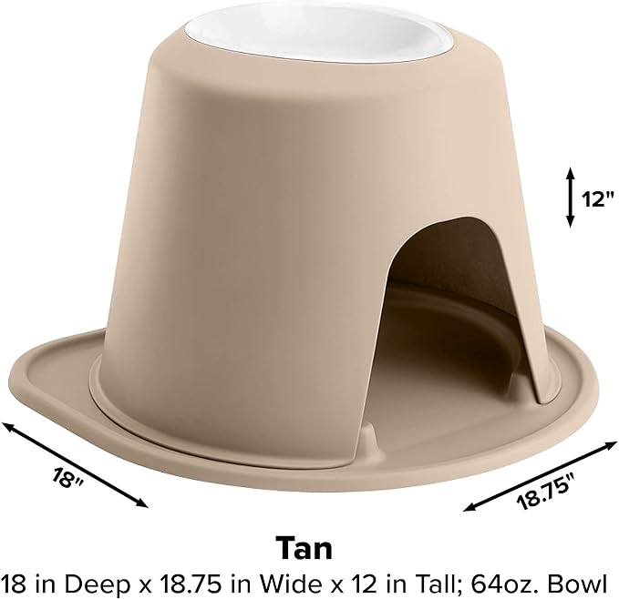 WeatherTech Single High Pet Feeding System w/Plastic Dog/Cat Bowls - 12" High Stand Tan (PSH6412TNTN)