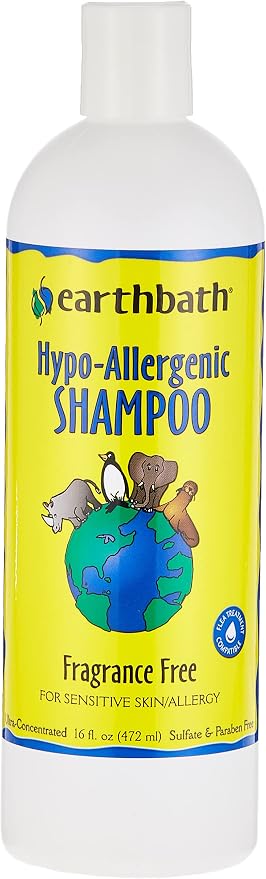 earthbath Hypoallergenic Dog Shampoo, Made in USA, 16 Oz (1 Pack) | Fragrance Free Dog Shampoo for Allergies and Itching