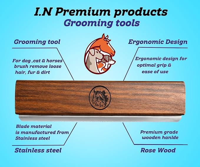 Original Deshedding Grooming Tools for Horse & large shedding Dogs Horse Deshedder Professional Pet Groomer Deshedding Dog Brush Remove undercoat 95 Percent of Lose Hair Fur&Dirt (8 inch)