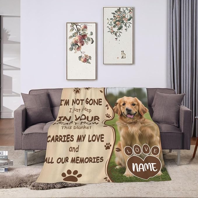 Nxwdwqa Personalized Dog Blanket Throws with Photos, Custom Pet Name Blanket, Dog Gifts for Pet Lovers, Customized Puppy Blanket for Adult Kid Birthday Christmas Fathers Mothers Valentines Gift