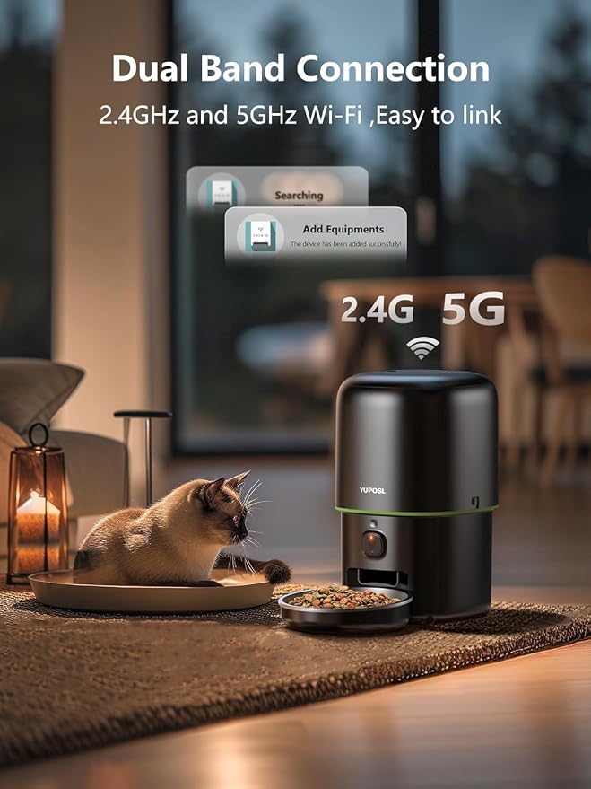 Automatic Cat Feeder with Camera - 5G WiFi Auto Cat Food Dispenser, 1080P HD Video with Night Vision, 1-15 Meals, 1-99 Portions, 2-Way Audio, Keeps Food Fresh, 4L Timed Pet Feeder Also for Dogs