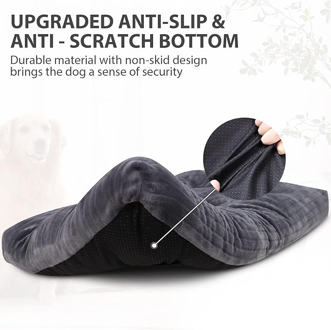 KSIIA Washable Dog Crate Bed Kennel Mat for Small Dogs,21 x 12 Inch,Gray | 3in thick soft PP filling,Elastic rebound,300gsm shed-proof flannel,Soft skin-friendly,Anti-slip bottom,Machine washable
