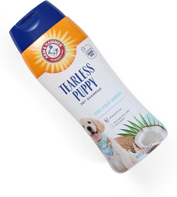 Arm & Hammer Tearless Puppy Shampoo, Coconut Water Scent, 20 Fl Oz, 6-Pack | Baking soda formula, gentle tearless, coconut water scent, pH balanced for puppies and dogs