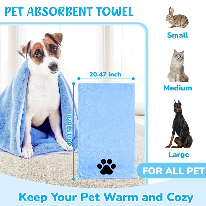 Dog Grooming Kit for Shedding – 8-Piece Pet Grooming Supplies with Deshedding Brush, Bath Gloves, Towels & Silicone Toothbrush | Ideal for Dogs, Cats, Small and Large Pets (Blue)