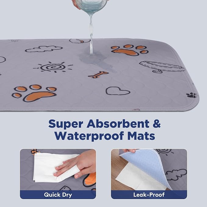 FURTIME Washable Pee Pads for Dogs, Super Absorbent, 2 Pack 36"x41" Purple | Reusable Dog Training Pads, 100% Waterproof Non-Slip Pee Pads Whelping Pads Dog Playpen Indoor Dog Cage Pads Dog Mat