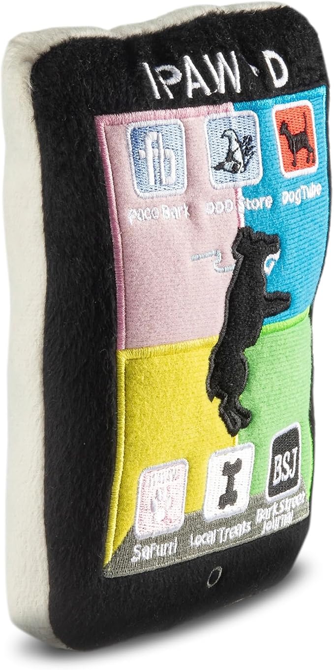Dog Diggin Designs iPaw’d Plush Dog Toy | Luxury-Inspired Parody Smartphone Dog Toy with Squeaker, Soft Plush Novelty Dog Toy – Modern Fashion Accessories