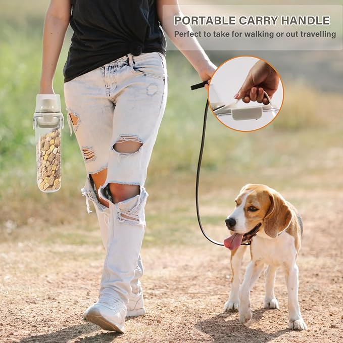 Pet Food Storage Container with Measuring Cup and Pour Spout - Airtight, Leakproof, Portable Pet Food Dispenser for Travel - 2.8L
