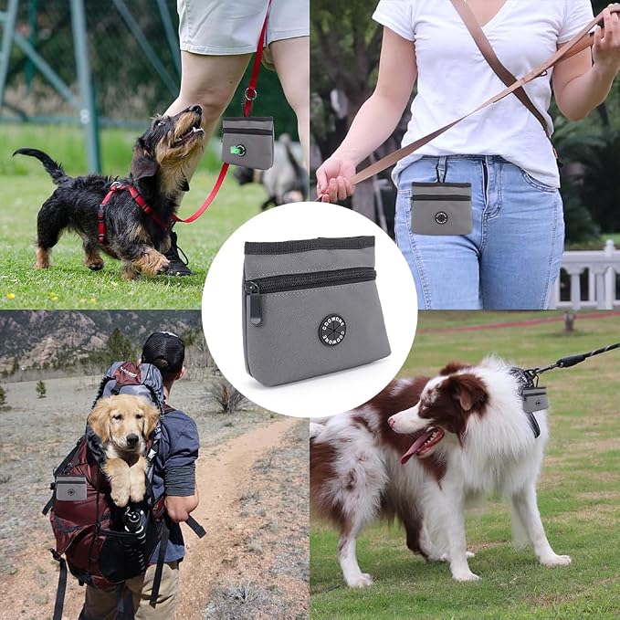 Dog Treat Pouch with Pet Training Clicker, Detachable Dog Puppy Training Treat Bag, 900D Oxford Cloth Magnetic Closure Small Dog Poop Bag Holder for Travel or Outdoor Use