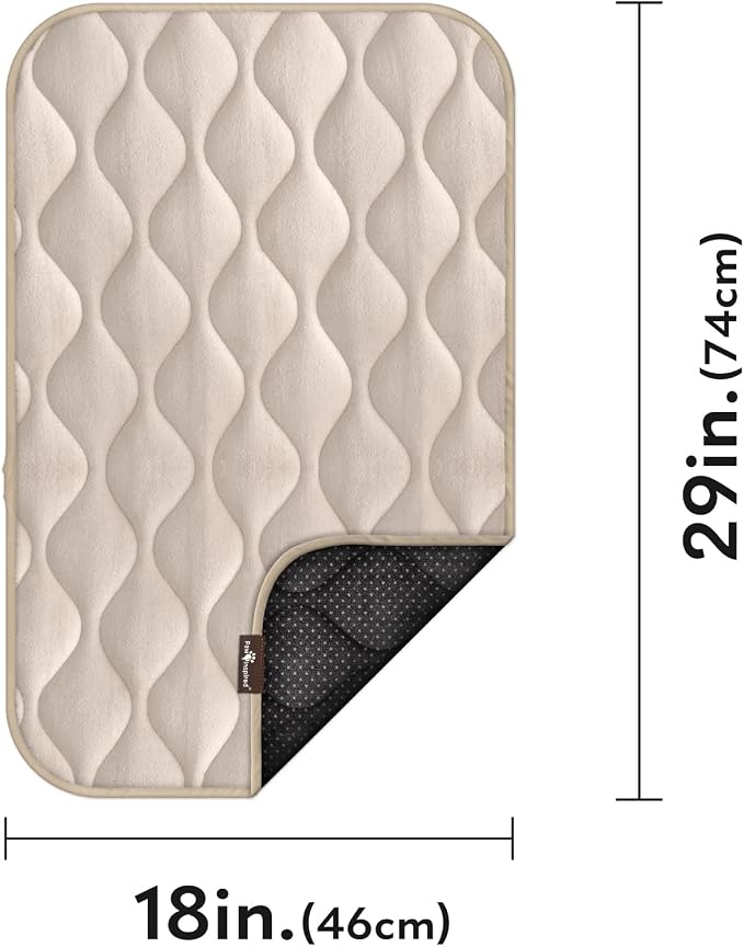 Paw Inspired Washable Padded Crate Mats for Dogs, Beige, 29x18 Inch | Fits 30-inch Kennels, Leakproof, Waterproof Bottom, Plush Dog Pad, Pet Bed