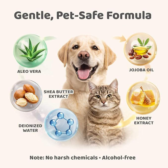 Pet Glove Wipes for Dogs & Cats with Coconut Scent, No Rinse Full Body Cleaning Large Gloves (9.84 x 9.05 inch), Gentle Grooming for Paws Face Ears Eyes Coat, Alcohol Free, 20 Pack