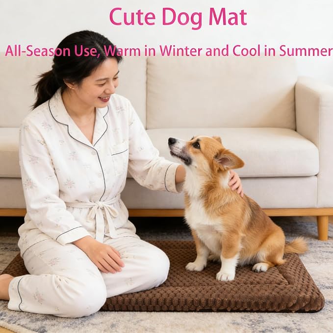 Dog Bed mat Machine-Washable Dog cage mat Dark Brown（30x20x1.5in） | Soft reversible design with non-slip bottom, machine washable, lightweight, ideal for crates, travel, and home