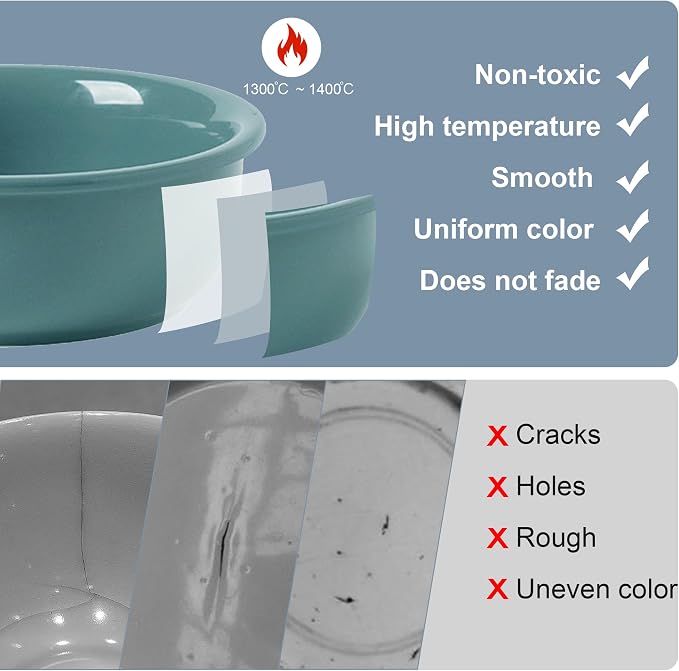 Ceramic Replacement Dog Bowl for Wordcam SS03 Model, 6.9"X2.6", Dark Green | Food and Water Bowl Set, for Small Medium Cats, Pet Feeding Dishes for Dogs 20-35lbs, Thicker Ceramic, Anti-Skid, 28Oz/800ML