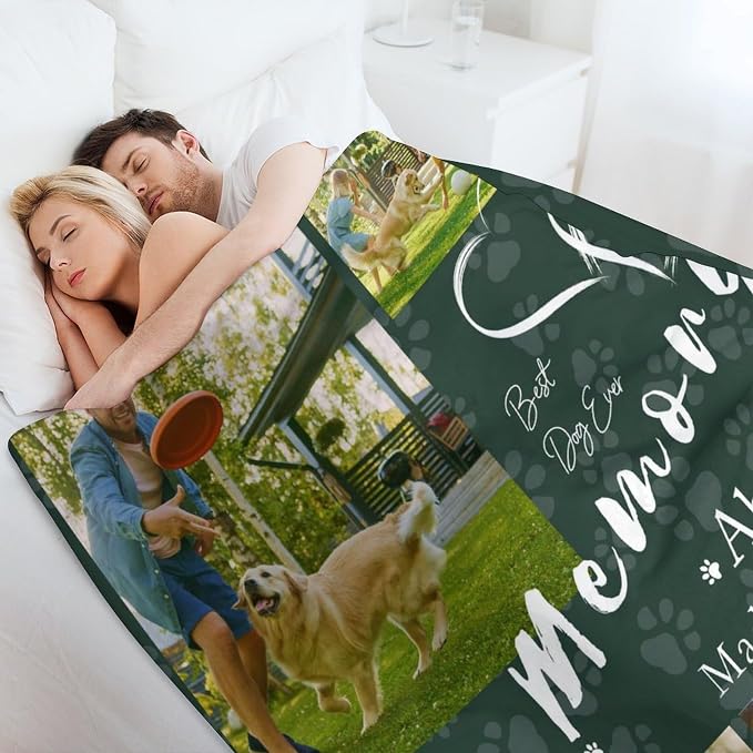 Artsadd Personalized Memorial Blanket with Pictures Pet Loss Sympathy Gift in Memory of Dog Cat Custom Photo Blanket