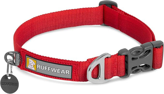 Ruffwear, Front Range Dog Collar, Adjustable Tubelok Webbing, Lightweight, Side Release Buckle, Aluminum V-Ring, Durable for Everyday Use, Red Sumac, 20"-26"