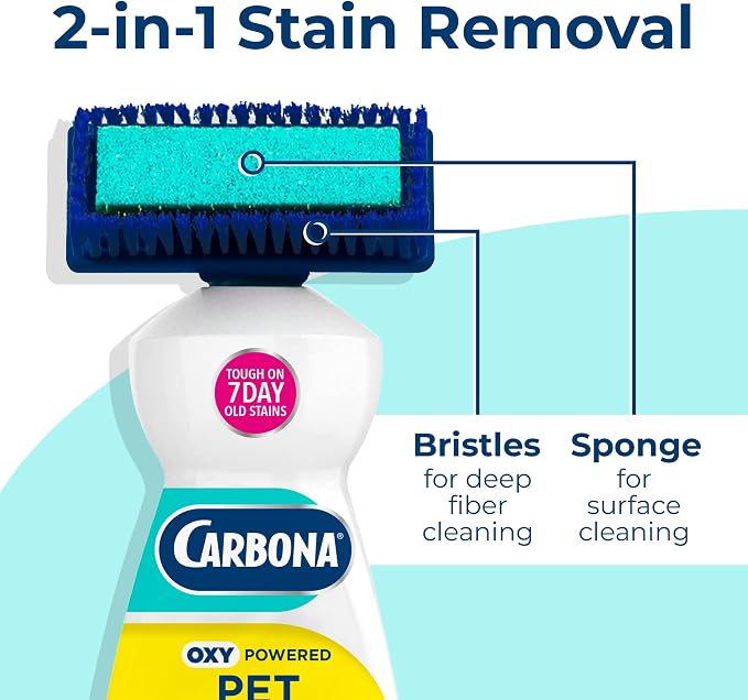 Carbona 2-in-1 Oxy-Powered Pet Stain & Odor Remover (13.5 Fl Oz), Carpet Spot Cleaner Removes Urine Odor, Lifts Mud & Vomit Stains, Prevents Resoiling