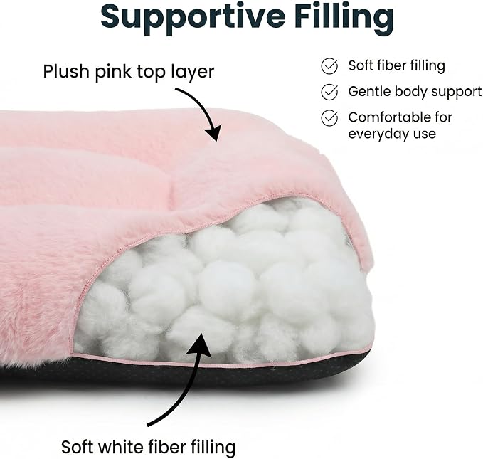 Dog Crate Bed 18x12 for Small Dogs,Washable Puppy Crate Mat with Non Slip Bottom,Soft Dog Crate Pad,Pink