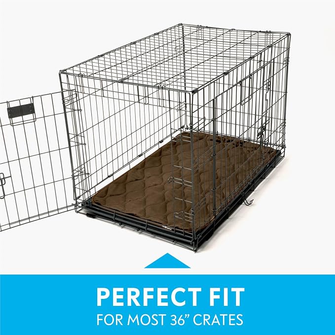 Paw Inspired Washable Padded Crate Mats for Dogs, Dark Brown, 35x22 Inch | Fits 36-inch Kennels, Leakproof, Waterproof Bottom, Plush Dog Pad, Pet Bed