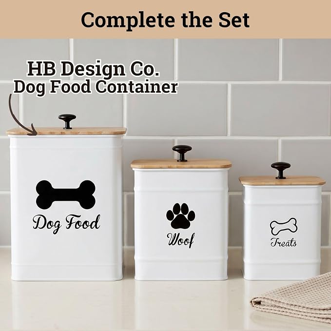 Dog Treat Container Set of 2 with Airtight Bamboo Lids - 8x6 & 7x5 inch | Fits All Popular Treats, Up to 20 Cups Combined Capacity, Airtight Bamboo Lid, Easy Open Lid, Dent-Resistant Durable Metal