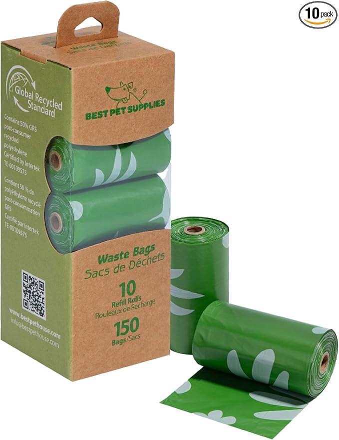 Best Pet Supplies Dog Poop Bags for Waste Refuse Cleanup, Doggy Roll Replacements for Outdoor Puppy Walking and Travel, Leak Proof and Tear Resistant, Thick Plastic - Green (Scented), 150 Bags