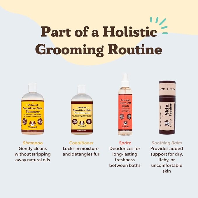 Natural Dog Company Oatmeal Shampoo & Sensitive Skin Conditioner Bundle for Dogs – Anti-Itch, Hypoallergenic Oatmeal Formula with Manuka Honey & Chamomile, Moisturizing, Deodorizing & Detangling Groom