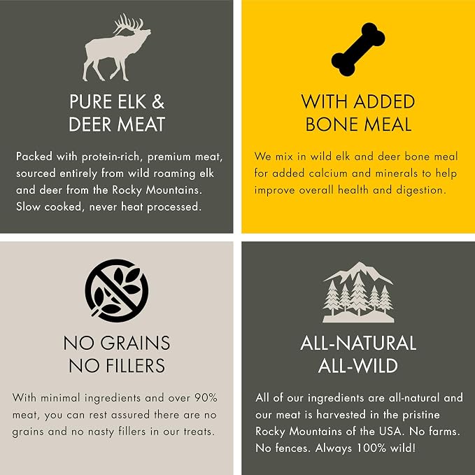MOUNTAIN WILD Training Treats for Dogs - Wild Elk & Venison - 4oz, 3 Bags | Puppy & Dog Protein Treat, High Value, All Natural, No Fillers, Grain Free, No Artificial Preservatives