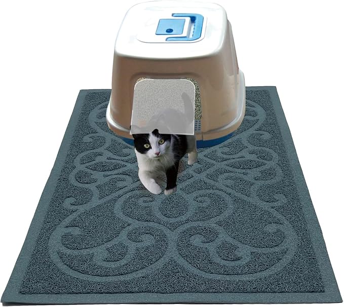 PetLike Cat Litter Box Mat, Thick Kitty Litter Trapping Mat, Durable,Waterproof &Washable with Non-Slip Backing, Soft on Kitty Paws and Easy to Clean, BPA Free