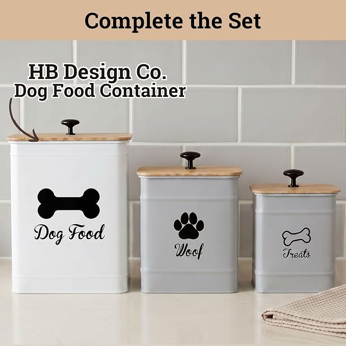 Dog Treat Container Set of 2 with Airtight Bamboo Lids - 8x6 & 7x5 inch | Fits All Popular Treats, Up to 20 Cups Combined Capacity, Airtight Bamboo Lid, Easy Open Lid, Dent-Resistant Durable Metal