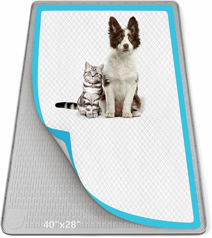 Pee Pad Holder for Dogs 40''x28'' Silicone Puppy Pee Pad Tray, Light Grey | Extra Large Dog Potty Tray Leak-Proof, High Edge, No Spill Training Pads for Floor Protection, No Pee Pads