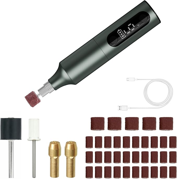 Rechargeable Dog Nail Grinder, 9 Speed Adjustable Ultra Quiet Electric Pet Nail Trimmer Painless Claw Care Grooming Tool for Small Medium Large Dogs Cats Puppy