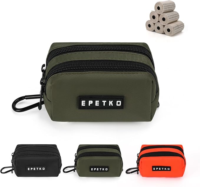 Dog Training Treat Pouch, Treat Bag Fanny Pack with Double-Zip Pocket and Four-Button Closure Waterproof Durable Dog Treat Pouch with 1 Roll of Dog Waste Bags (Green)