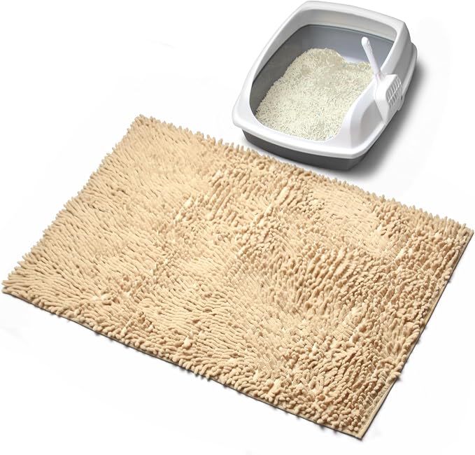 Cat Litter Mat Litter Trapping Mat, 33"x23" Plush Cat Litter Rug Catcher, Easy to Clean, Machine Washable