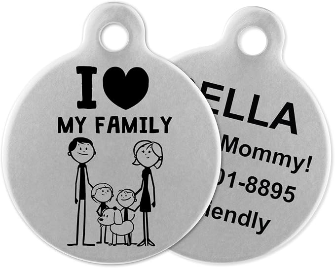 If It Barks - Engraved Pet ID Tags for Dogs - Personalized Stainless Steel Identification Tags - Custom Name Tag Attachment - Made in USA, I Love My Family