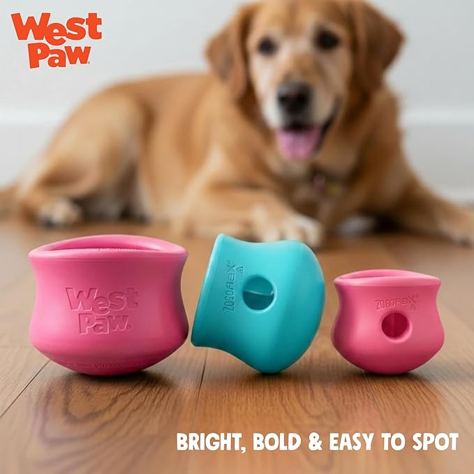 WEST PAW Zogoflex Toppl Interactive Treat Dispensing Puzzle Dog Toy for Mental Stimulation & Enrichment-Holds Kibble & Treats-Lickable, Freezable & Dishwasher Safe-Made in USA-XL-Geranium
