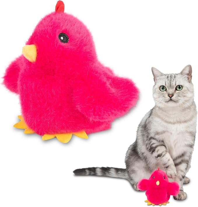 Catify Best Pet Supplies Flapping Duckling, Chick & Bird Cat Toy - Motion-Activated Wings Realistic Chirps, Catnip-Infused Plush, USB Rechargeable Indoor Cats & Kittens, Self-Play Enrichment - Fuchsia