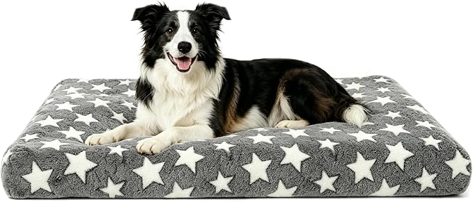 Orthopedic Dog Bed for Large Dogs, Washable Dog Mat with Removable Zippered Cover, Non-Slip Bottom, Comfort Crate Bed (Grey, M(30"*20"*3.1"))